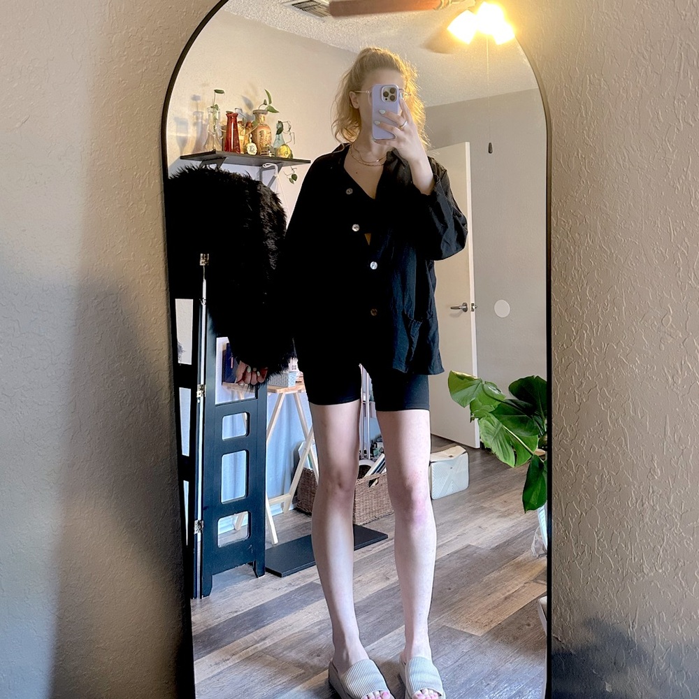 Vintage Silk Black Button-Down